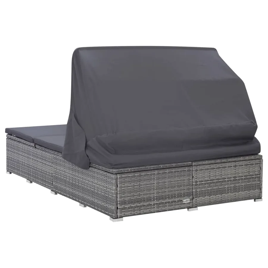 Transat à 2 places avec coussin Résine tressée Gris - 6