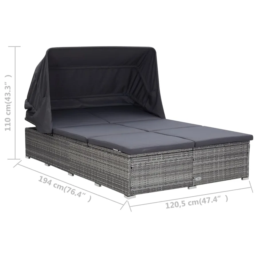 Transat à 2 places avec coussin Résine tressée Gris - 8