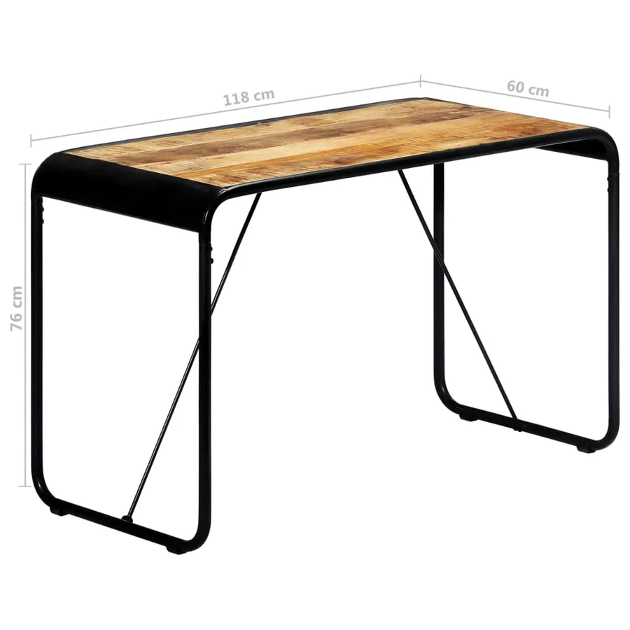 Table à manger 118x60x76 cm Bois de manguier massif brut - 7