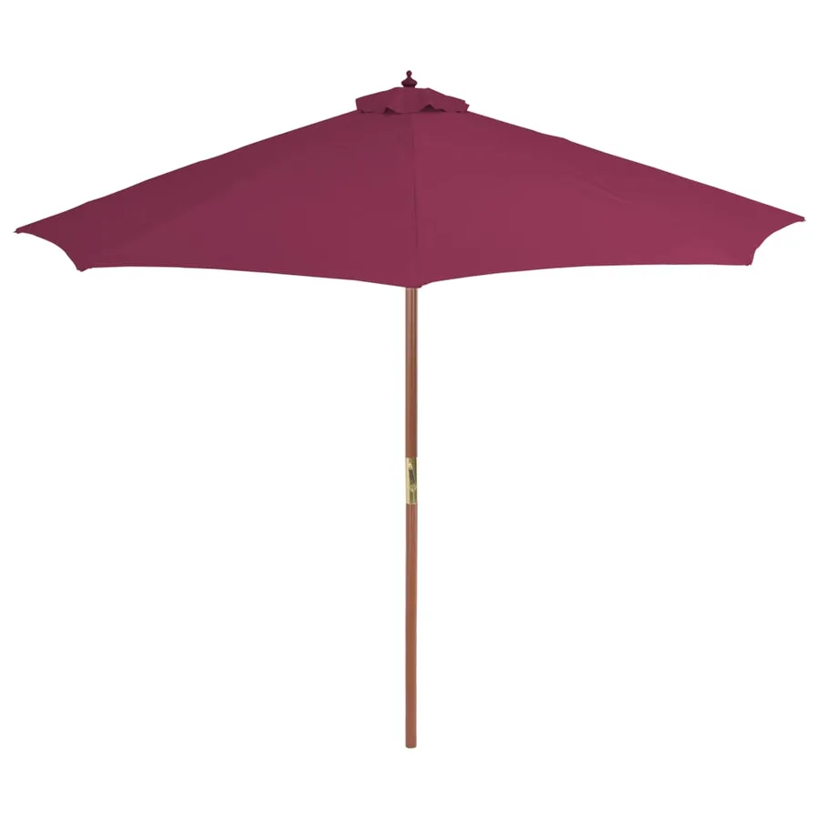 Parasol d'extérieur avec mât en bois 300 cm rouge bordeaux - 2