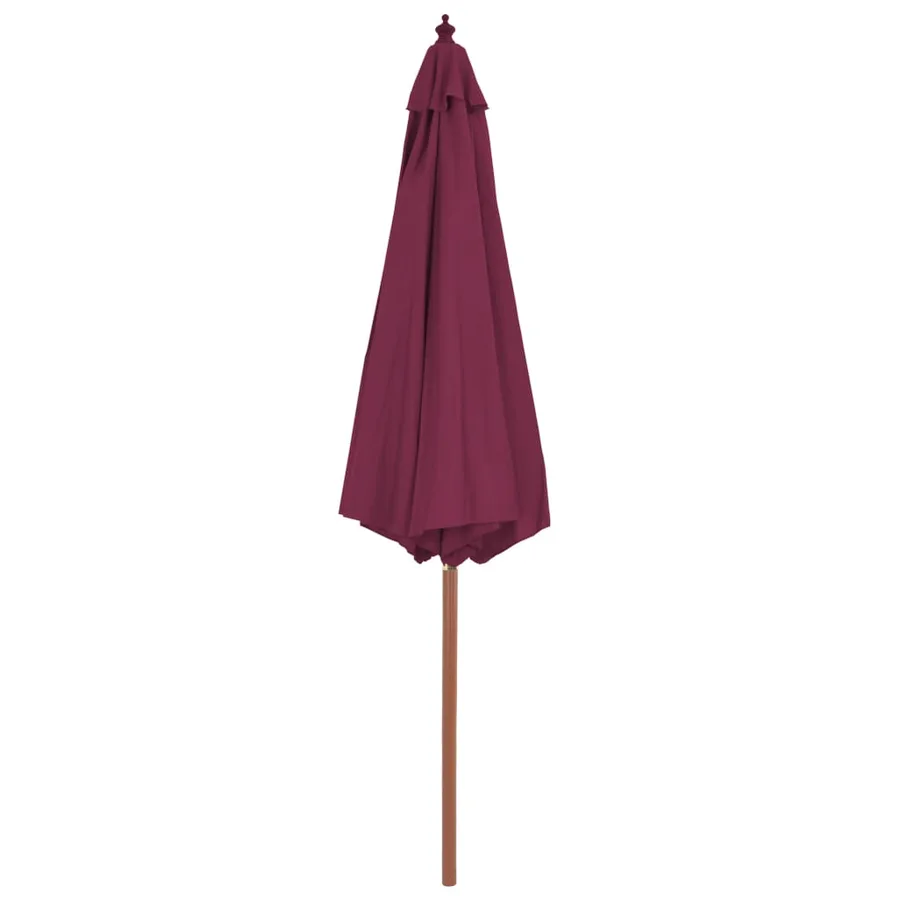 Parasol d'extérieur avec mât en bois 300 cm rouge bordeaux - 3