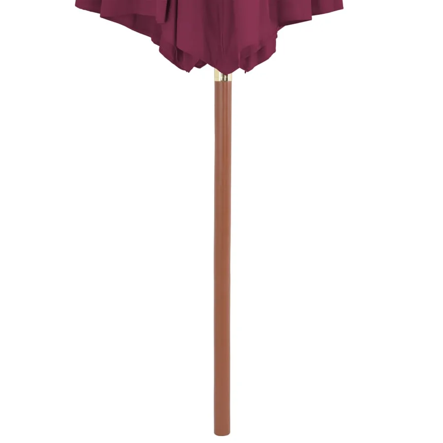 Parasol d'extérieur avec mât en bois 300 cm rouge bordeaux - 4