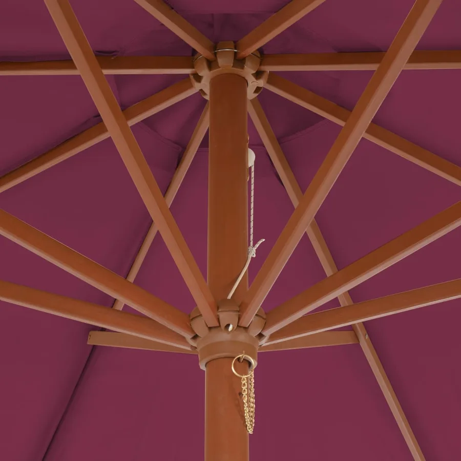 Parasol d'extérieur avec mât en bois 300 cm rouge bordeaux - 5