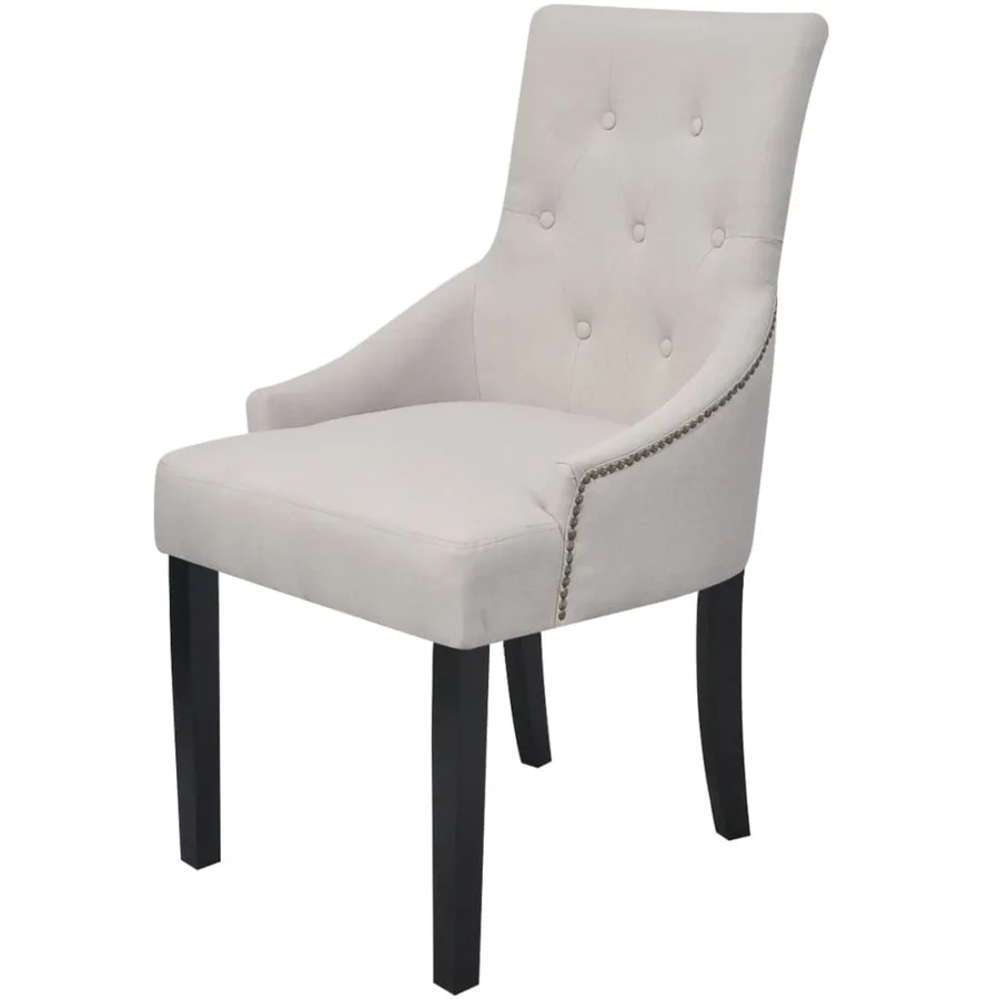 Chaises à manger lot de 4 gris crème tissu - 2