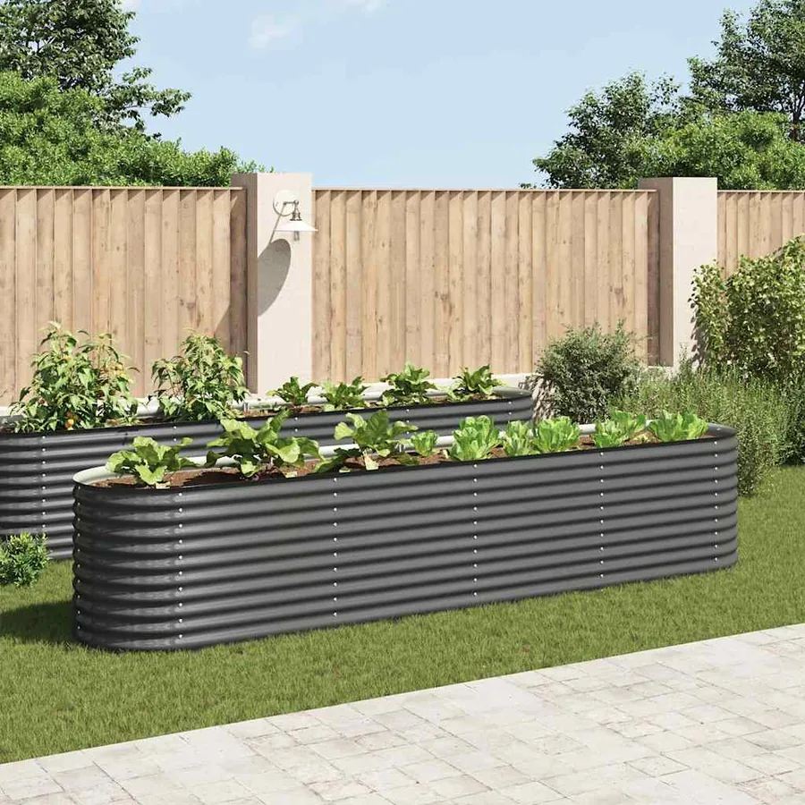 Lit surélevé de jardin 400x80x81 cm Acier galvanisé Gris