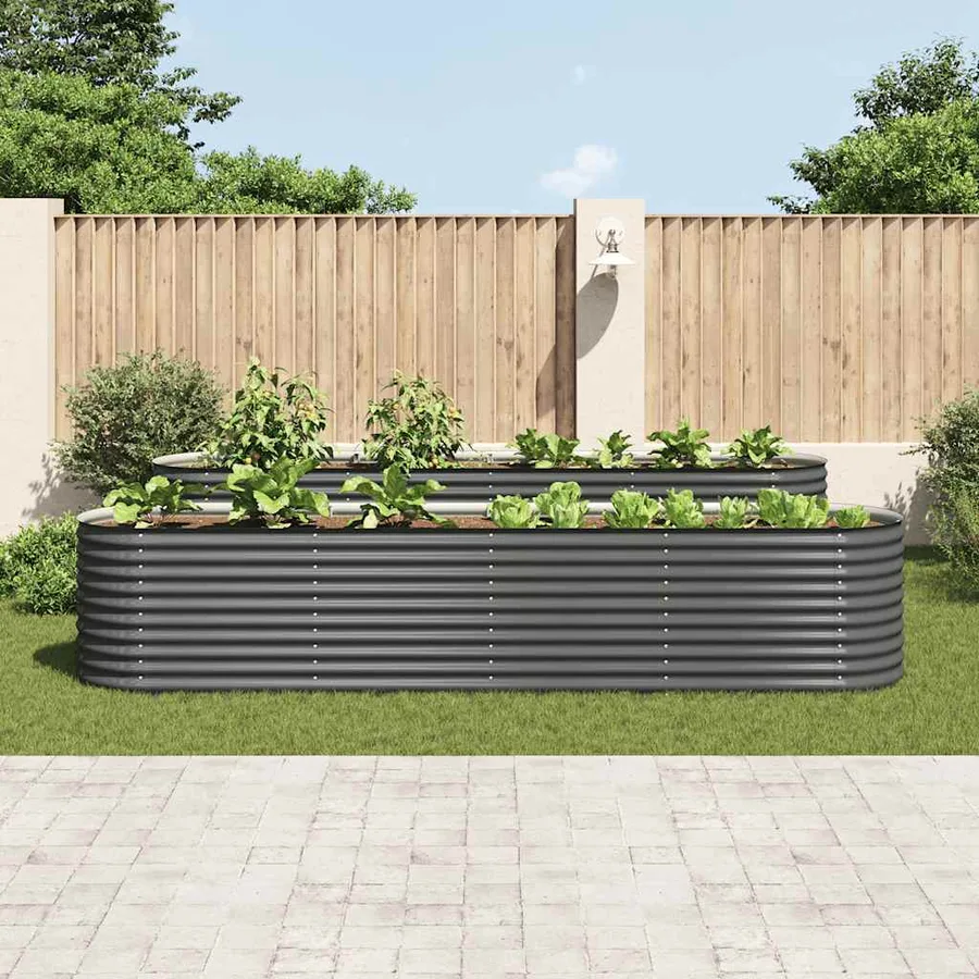 Lit surélevé de jardin 400x80x81 cm Acier galvanisé Gris - 3