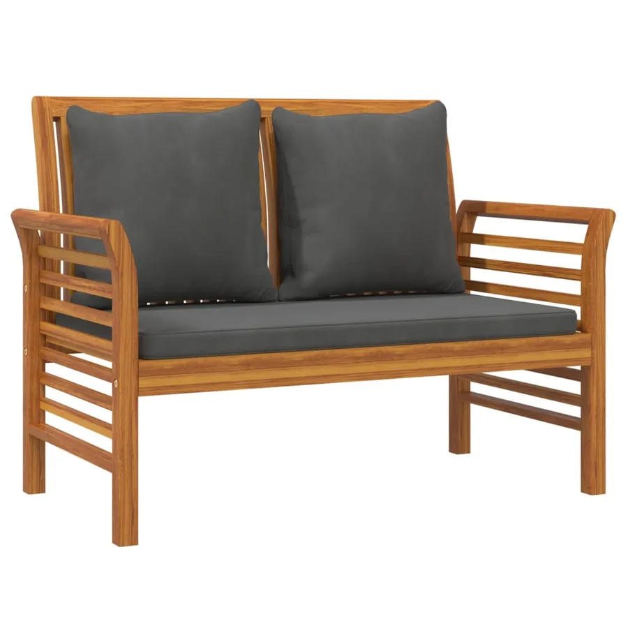 Banc de canapé avec coussins gris foncé Bois d'acacia solide - 2