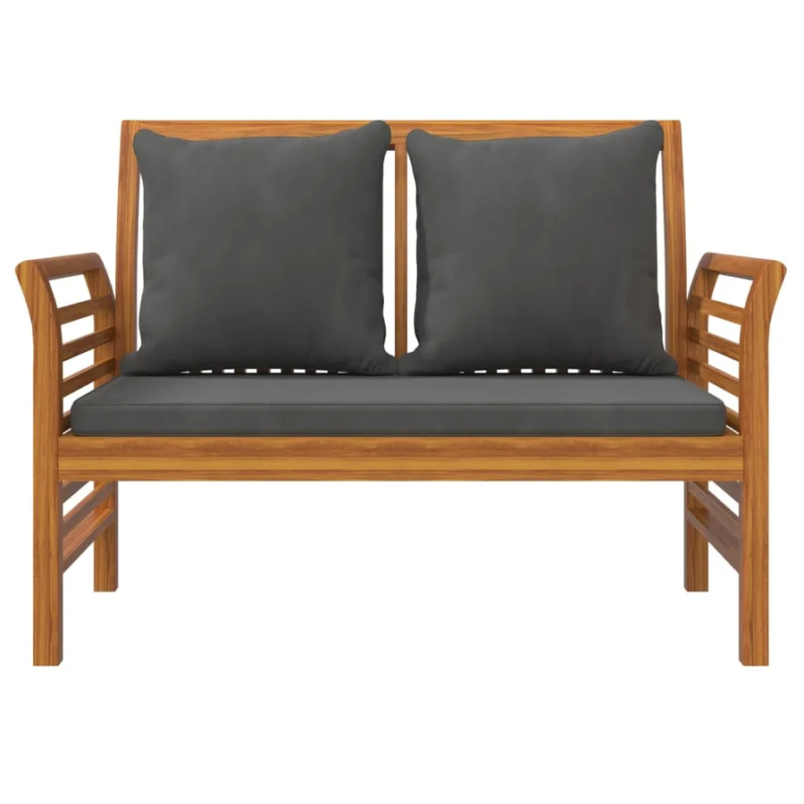 Banc de canapé avec coussins gris foncé Bois d'acacia solide - 4