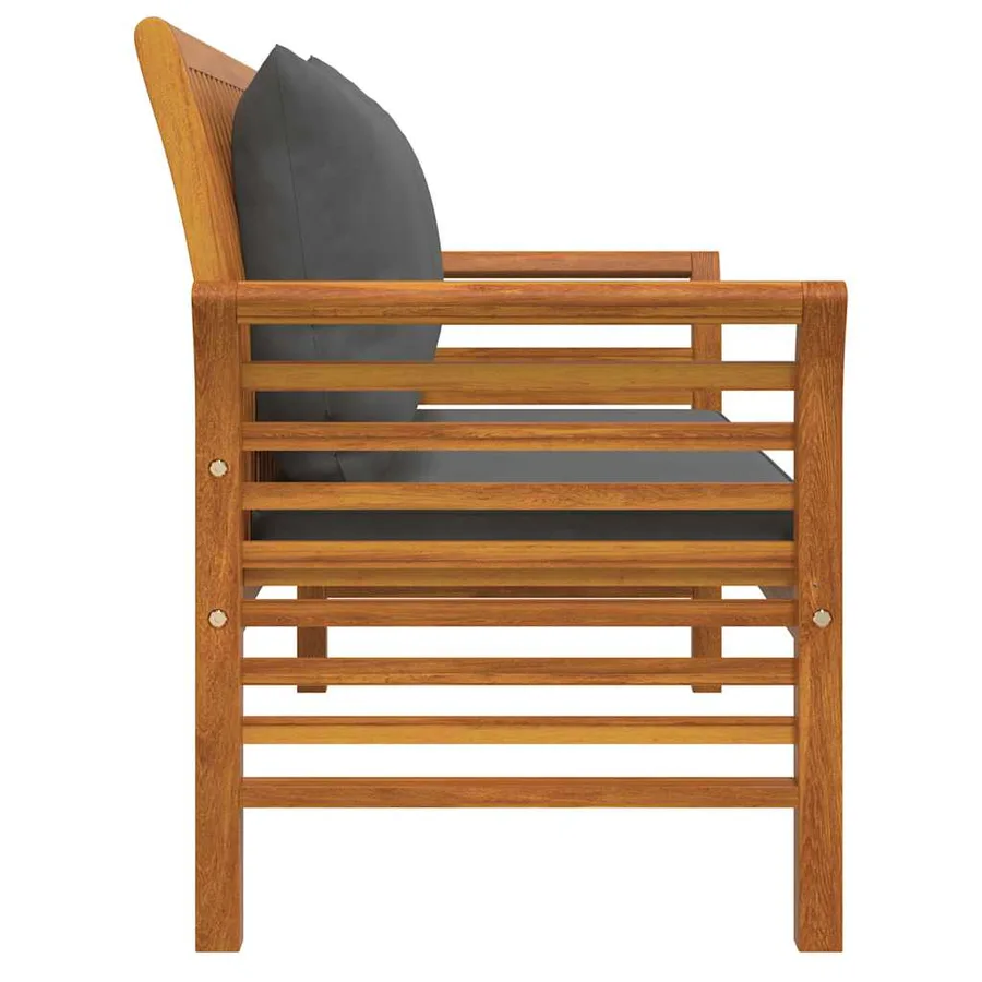 Banc de canapé avec coussins gris foncé Bois d'acacia solide - 5