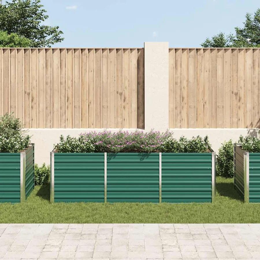Lit surélevé de jardin Acier galvanisé 240x80x77 cm Vert - 3