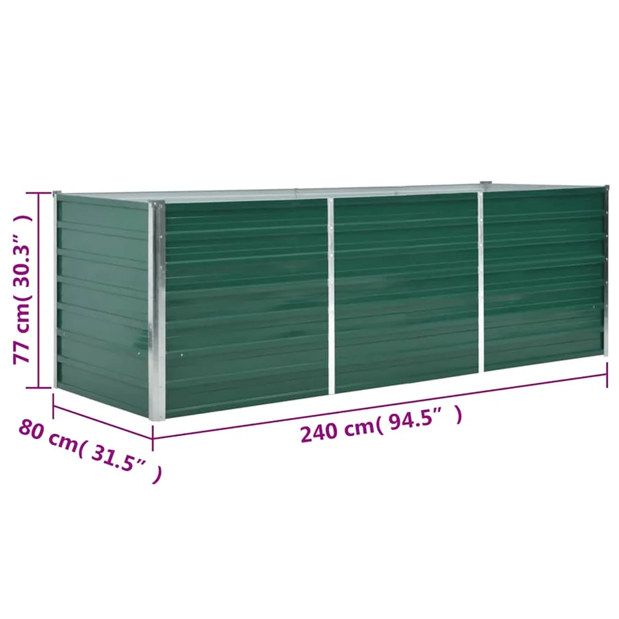 Lit surélevé de jardin Acier galvanisé 240x80x77 cm Vert - 8