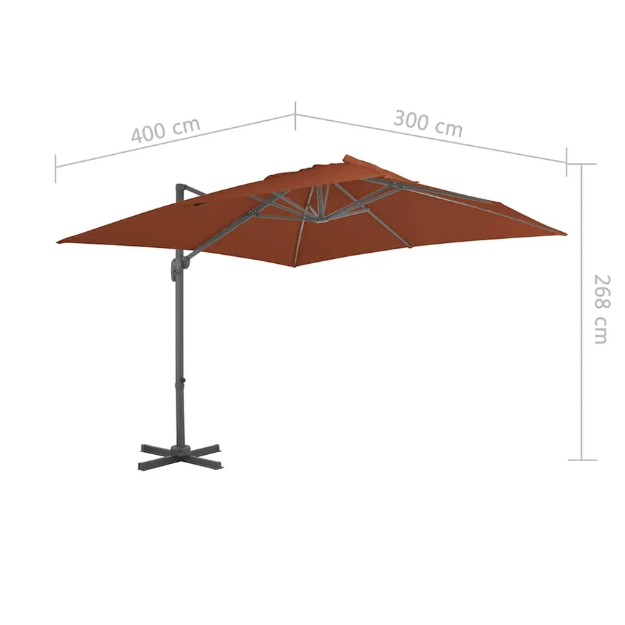 Parasol de jardin déporté avec mât en aluminium Terre cuite 400 x 300 cm - 8