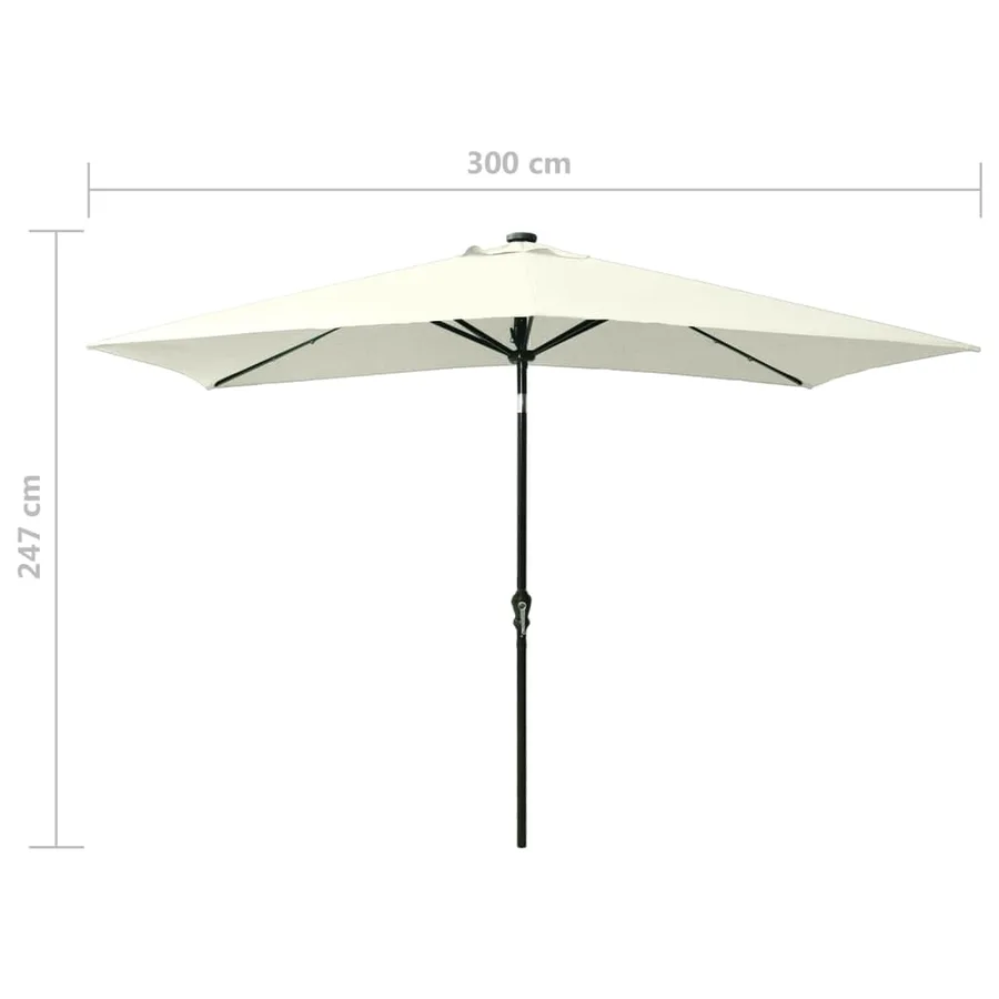 Parasol de jardin avec LED et mât en acier sable 2x3 m - 11