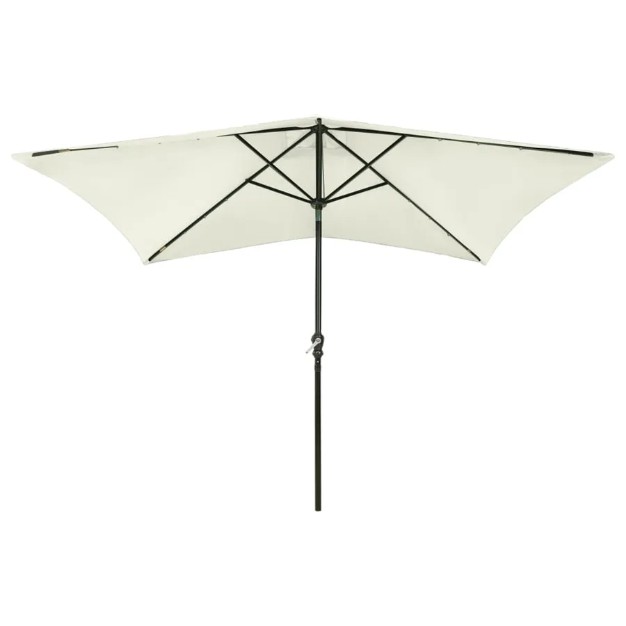 Parasol de jardin avec LED et mât en acier sable 2x3 m - 2