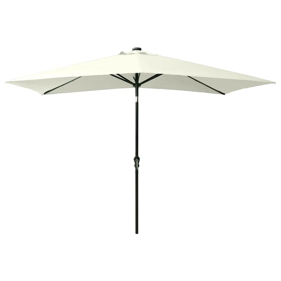 Parasol de jardin avec LED et mât en acier sable 2x3 m - 3