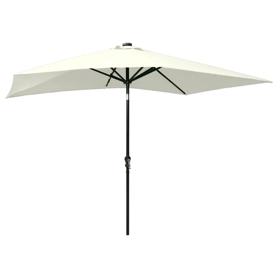 Parasol de jardin avec LED et mât en acier sable 2x3 m - 4