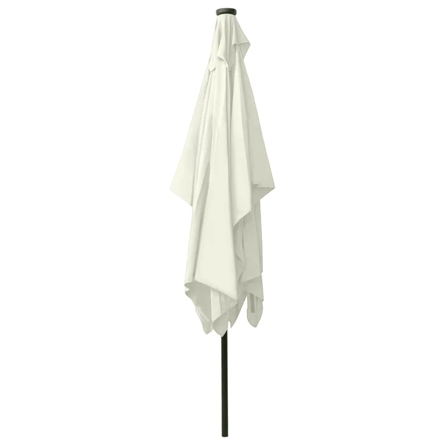Parasol de jardin avec LED et mât en acier sable 2x3 m - 6
