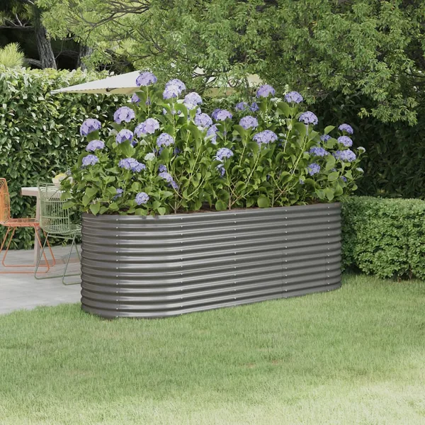 Lit surélevé de jardin Acier galvanisé 224x80x68 cm gris