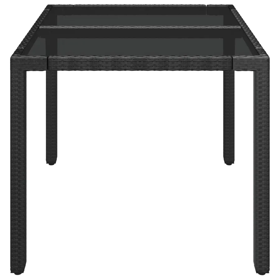 Table de jardin dessus en verre Noir 90x90x75 cm Résine tressée - 4