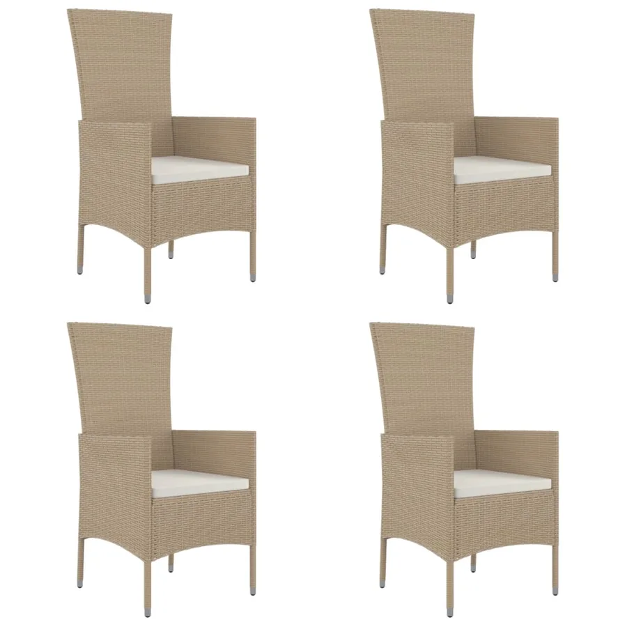 Chaises de jardin avec coussins lot de 4 Résine tressée Beige - 2