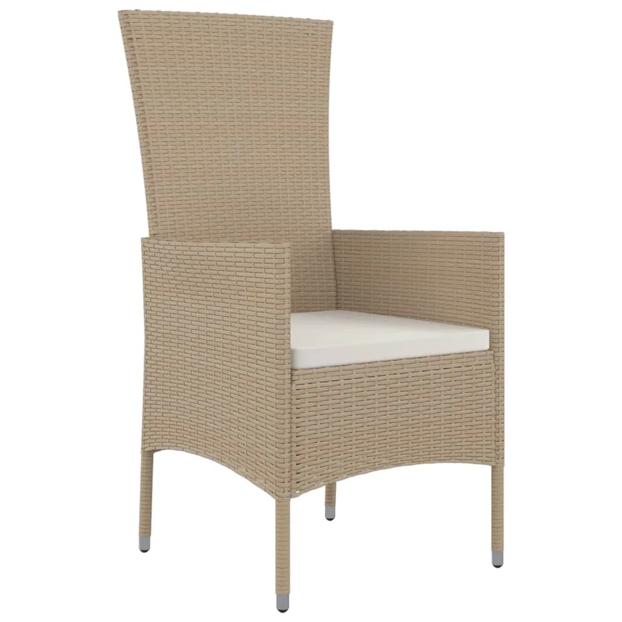 Chaises de jardin avec coussins lot de 4 Résine tressée Beige - 3