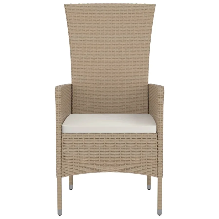 Chaises de jardin avec coussins lot de 4 Résine tressée Beige - 5