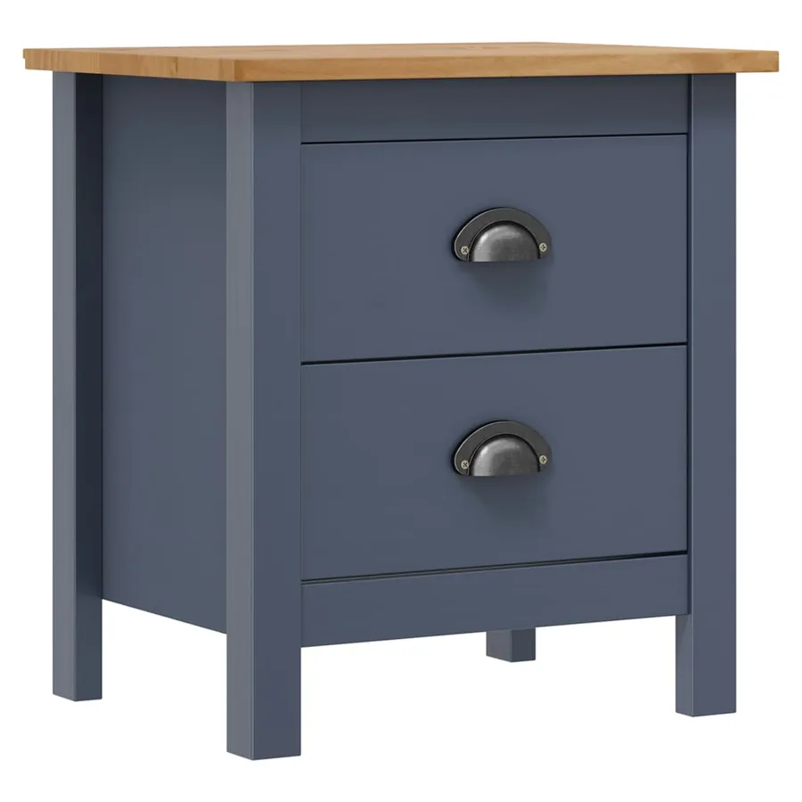Tables de chevet Hill 2 pcs Gris 46x35x49,5 cm Bois de pin - 2