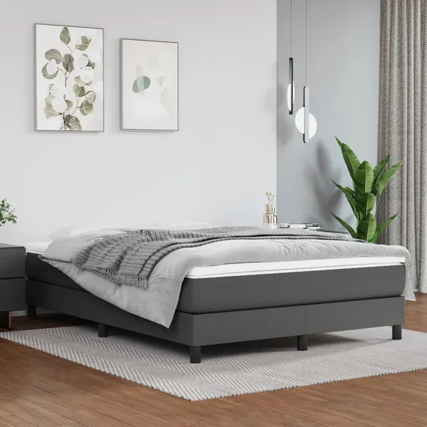 Matelas de lit à ressorts ensachés fermeté moyenne Gris 140x200x20cm Similicuir