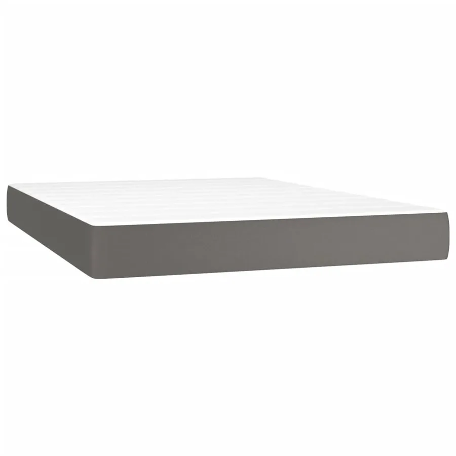 Matelas de lit à ressorts ensachés fermeté moyenne Gris 140x200x20cm Similicuir - 2