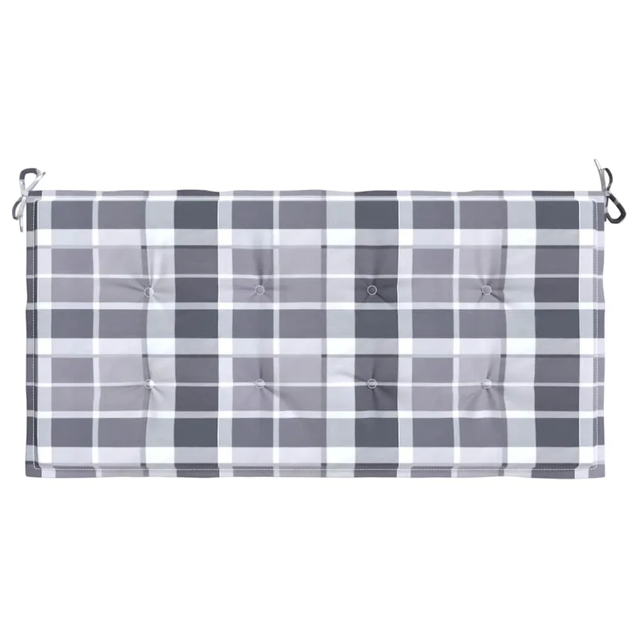 Coussin de banc de jardin motif à carreaux gris 120x50x3 cm - 4