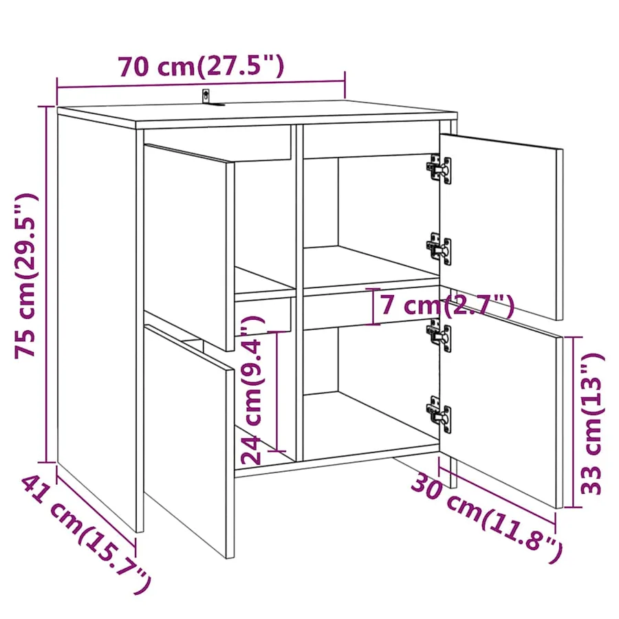 Buffet Chêne sonoma 70x41x75 cm Bois d'ingénierie - 10