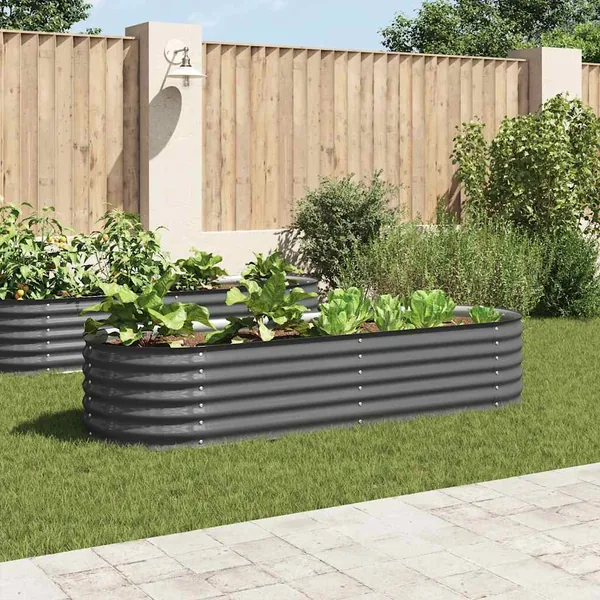 Lit surélevé de jardin 240x80x44 cm Acier galvanisé Gris