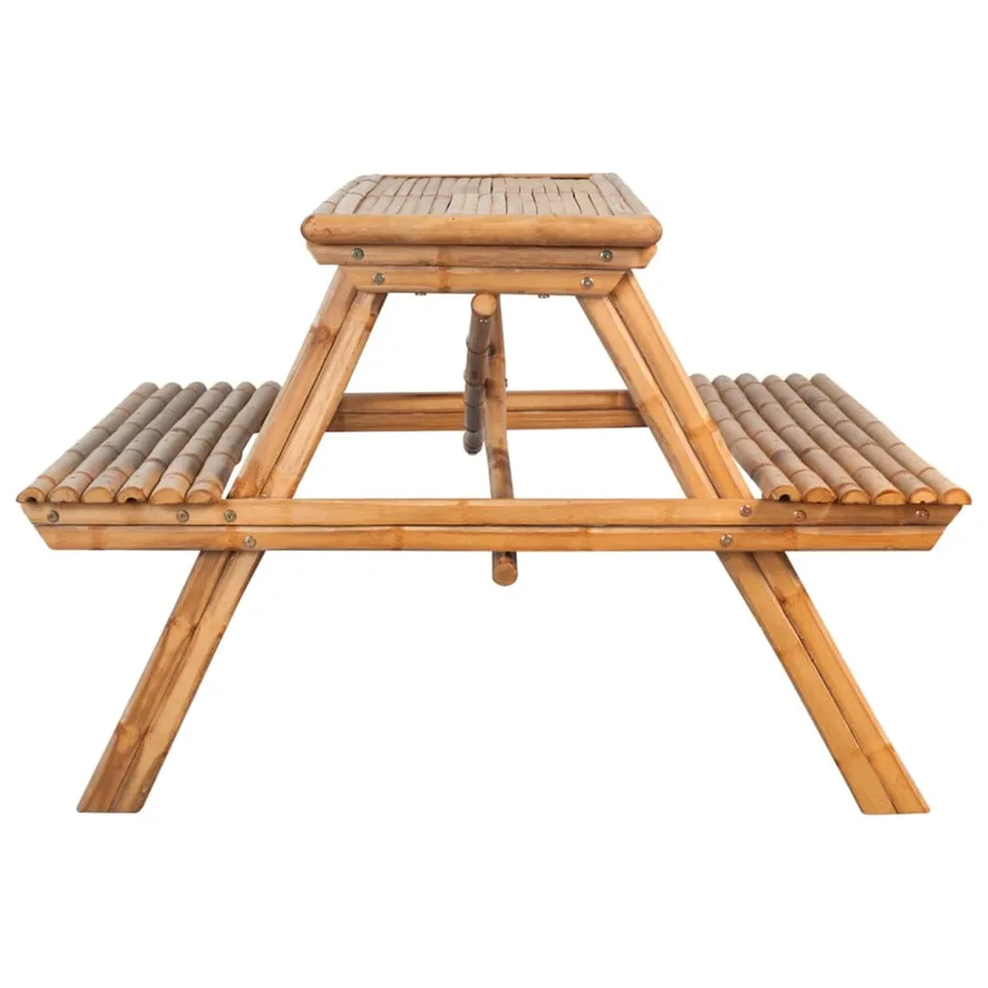 Table de pique-nique 115x115x81 cm Bambou - 2