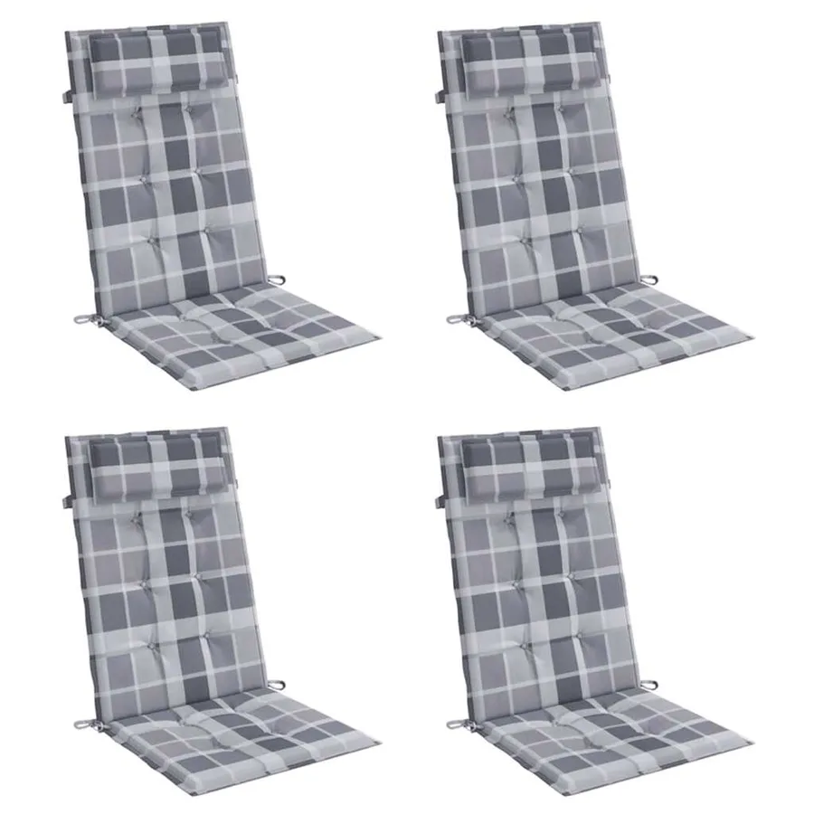 Coussins de chaise à dossier haut lot de 4 carreaux gris - 3