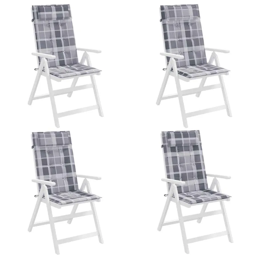 Coussins de chaise à dossier haut lot de 4 carreaux gris - 4