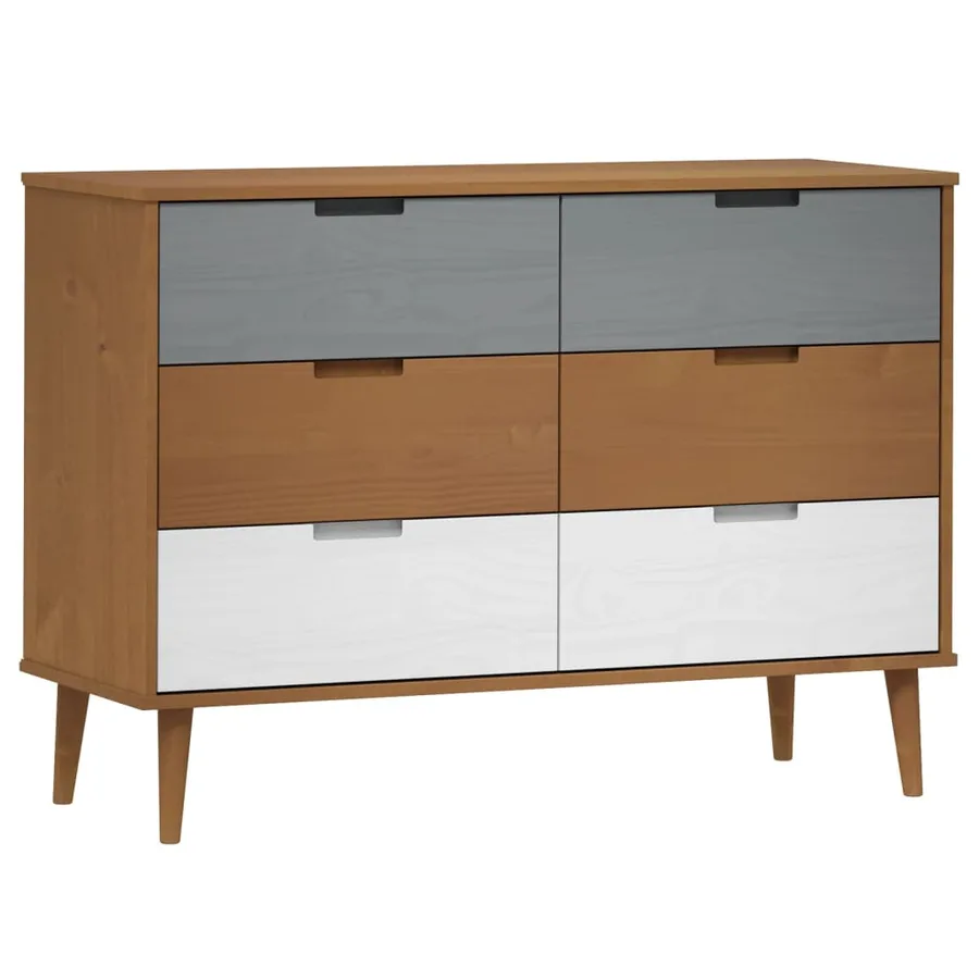 Commode MOLDE Marron 113x40x80 cm Bois de pin massif - 2