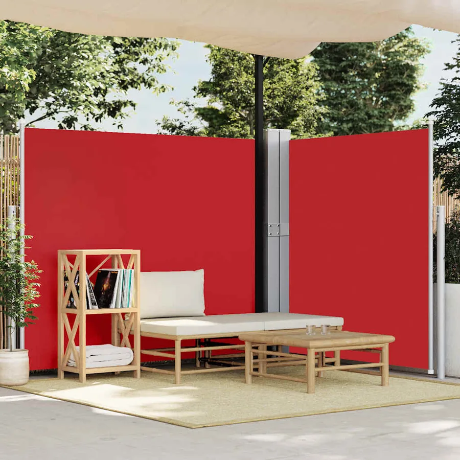 Auvent latéral rétractable de patio 170x1200 cm Rouge - 3