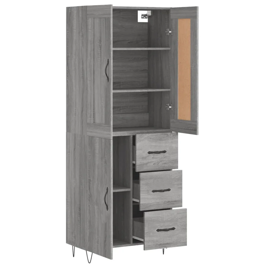 Buffet haut Sonoma gris 69,5x34x180 cm Bois d'ingénierie - 4