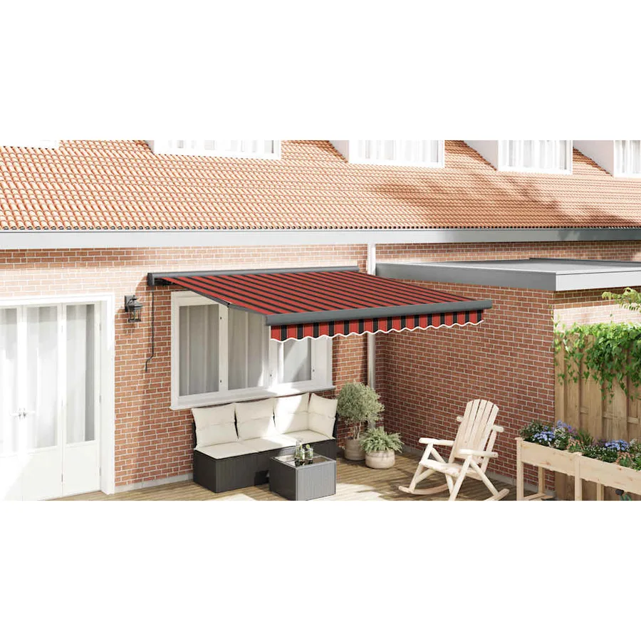 Auvent rétractable orange et marron 3,5x2,5m tissu et aluminium - 4