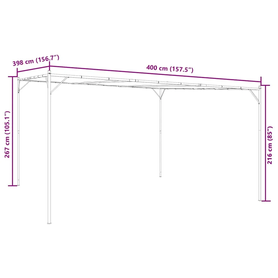 Belvédère beige 4x4 m 180 g/m² tissu et acier - 9