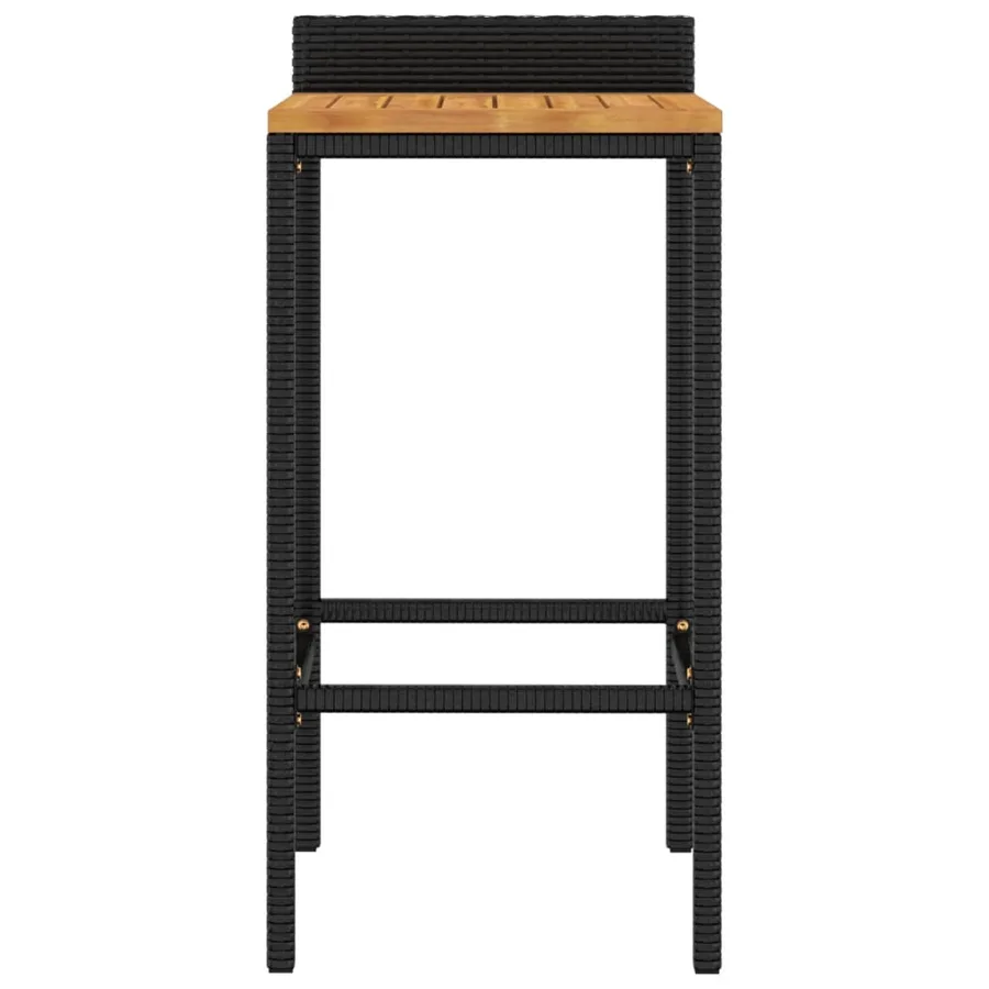 Tabourets de bar lot de 4 noir résine tressée et bois d'acacia - 4