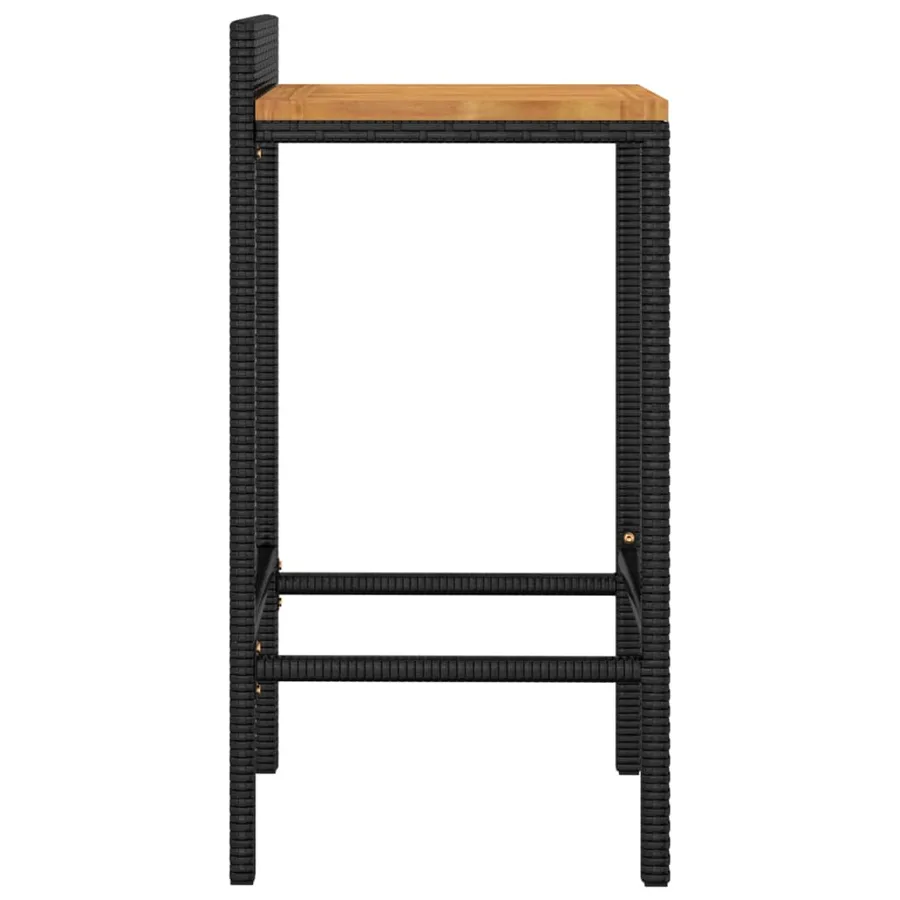Tabourets de bar lot de 4 noir résine tressée et bois d'acacia - 5