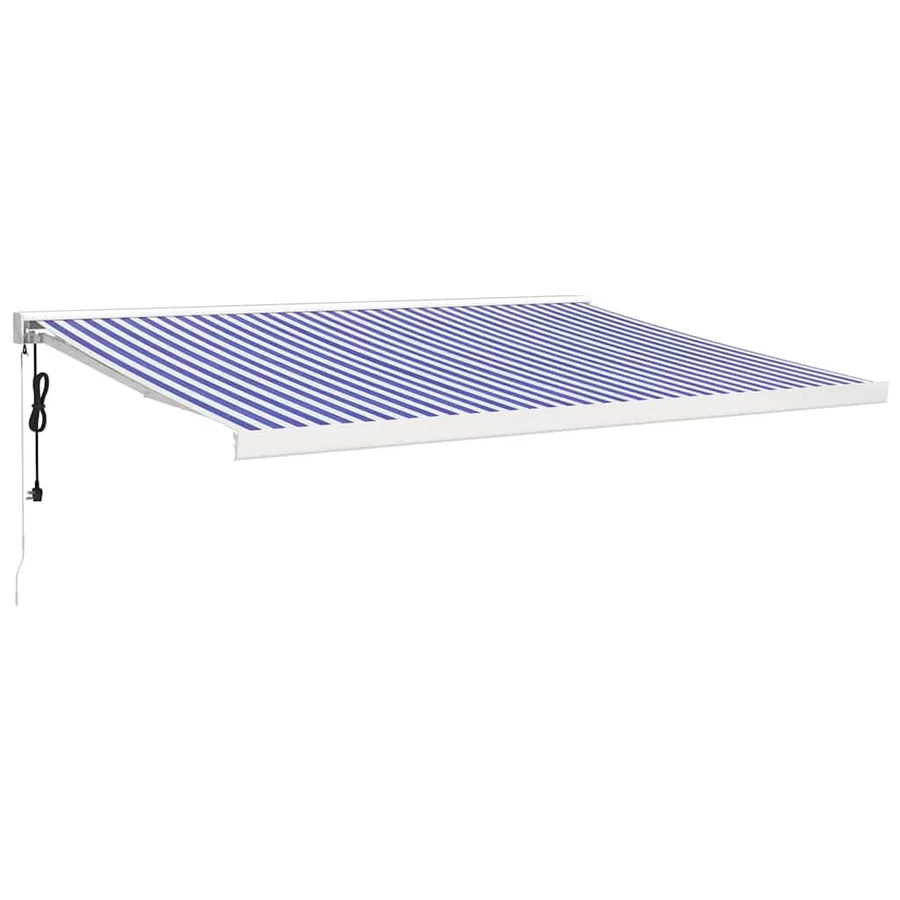 Auvent rétractable bleu et blanc 4x3 m tissu et aluminium - 2