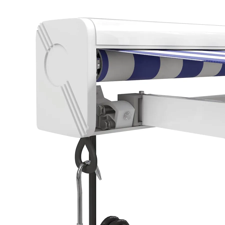 Auvent rétractable bleu et blanc 4x3 m tissu et aluminium - 6