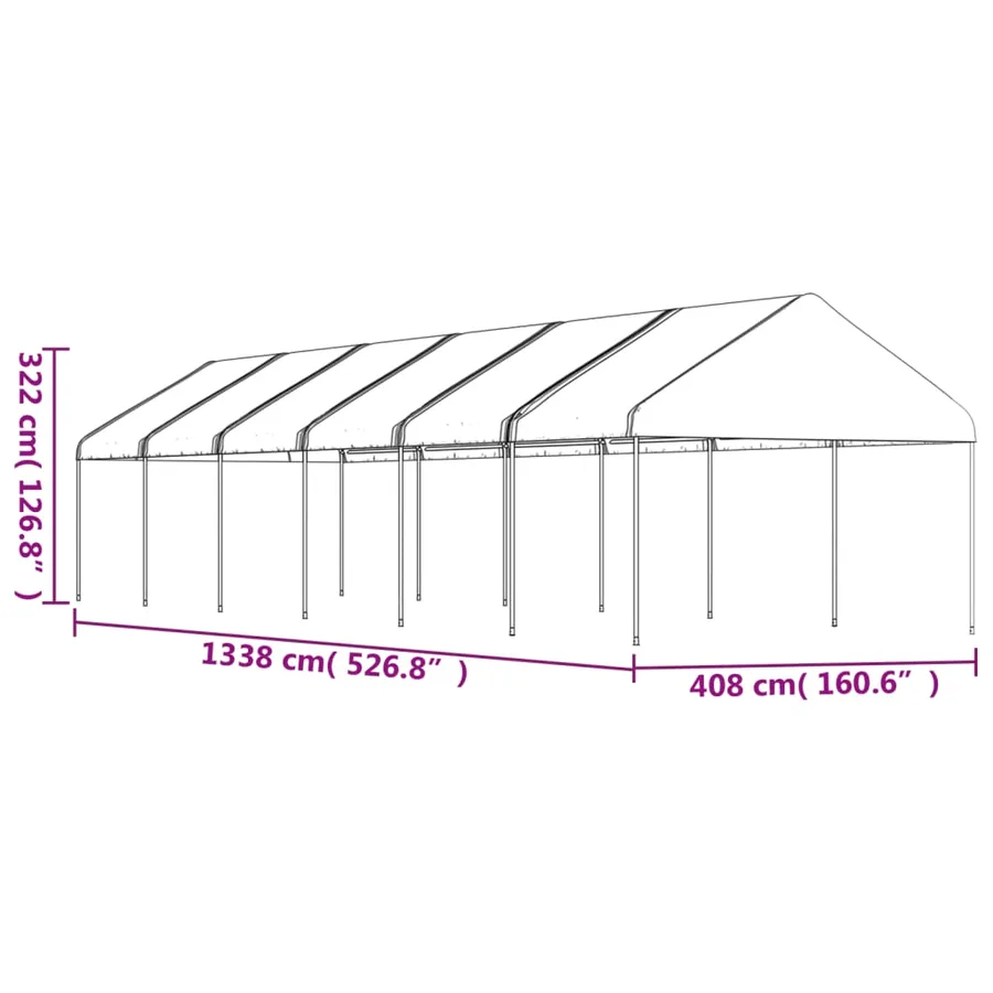 Belvédère avec toit blanc 13,38x4,08x3,22 m polyéthylène - 5
