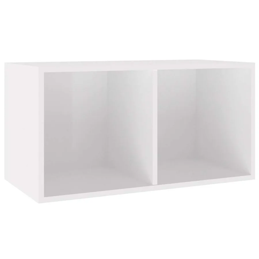 Boîte de rangement de vinyles Blanc brillant 71x34x36 cm - 2