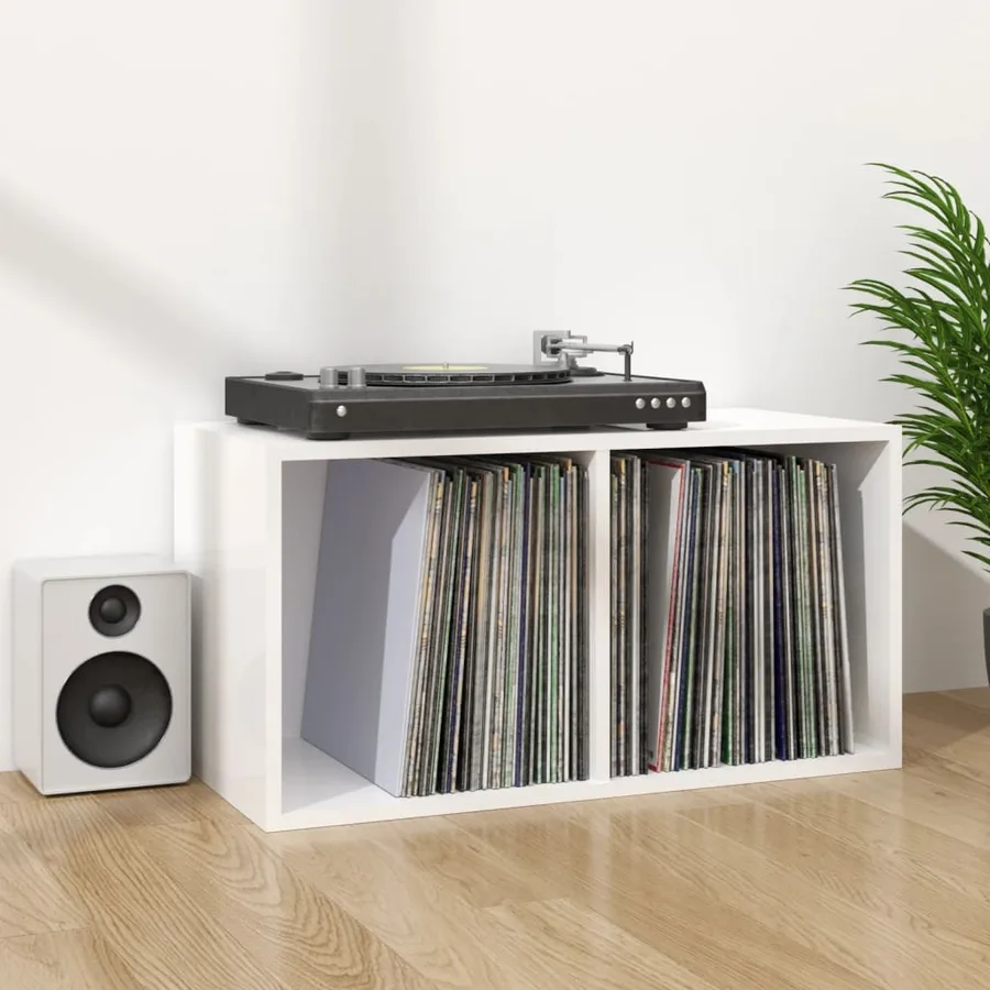 Boîte de rangement de vinyles Blanc brillant 71x34x36 cm - 6