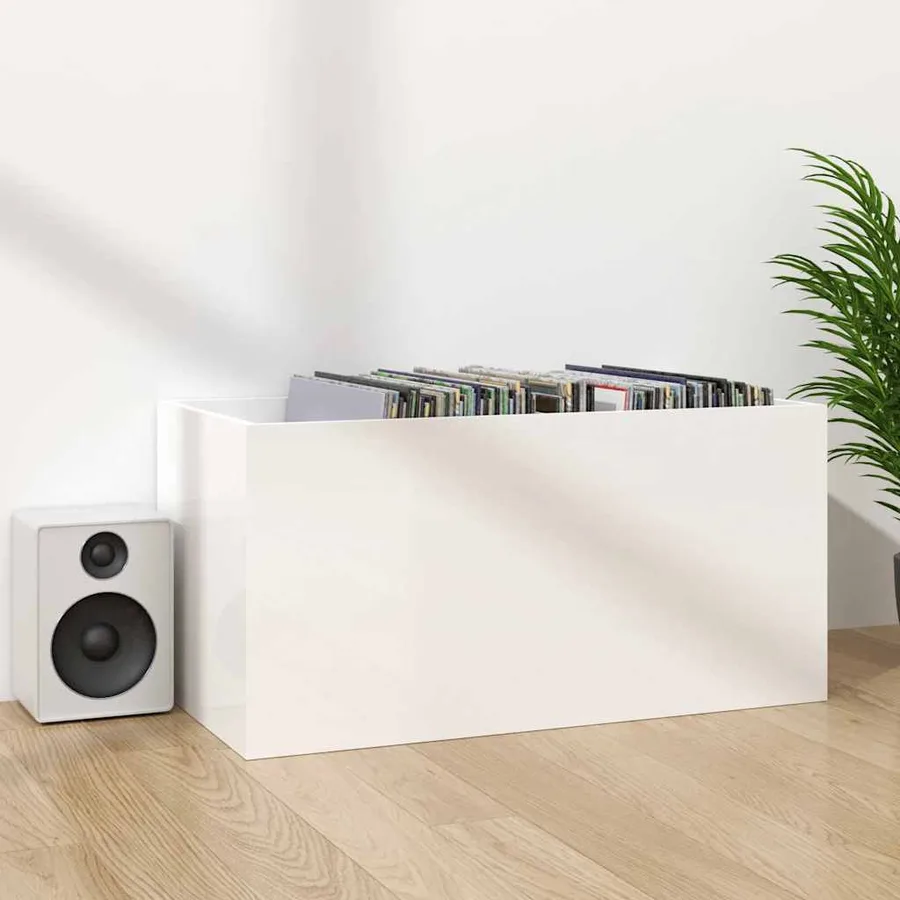 Boîte de rangement de vinyles Blanc brillant 71x34x36 cm - 7