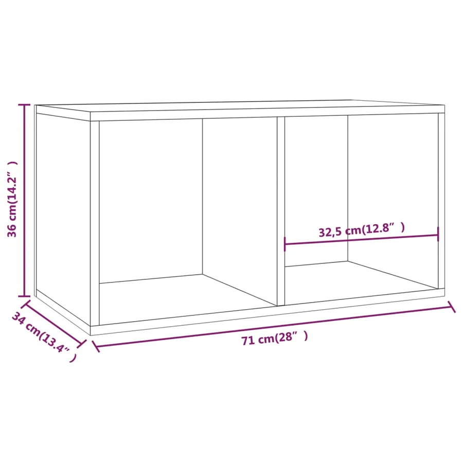 Boîte de rangement de vinyles Blanc brillant 71x34x36 cm - 9