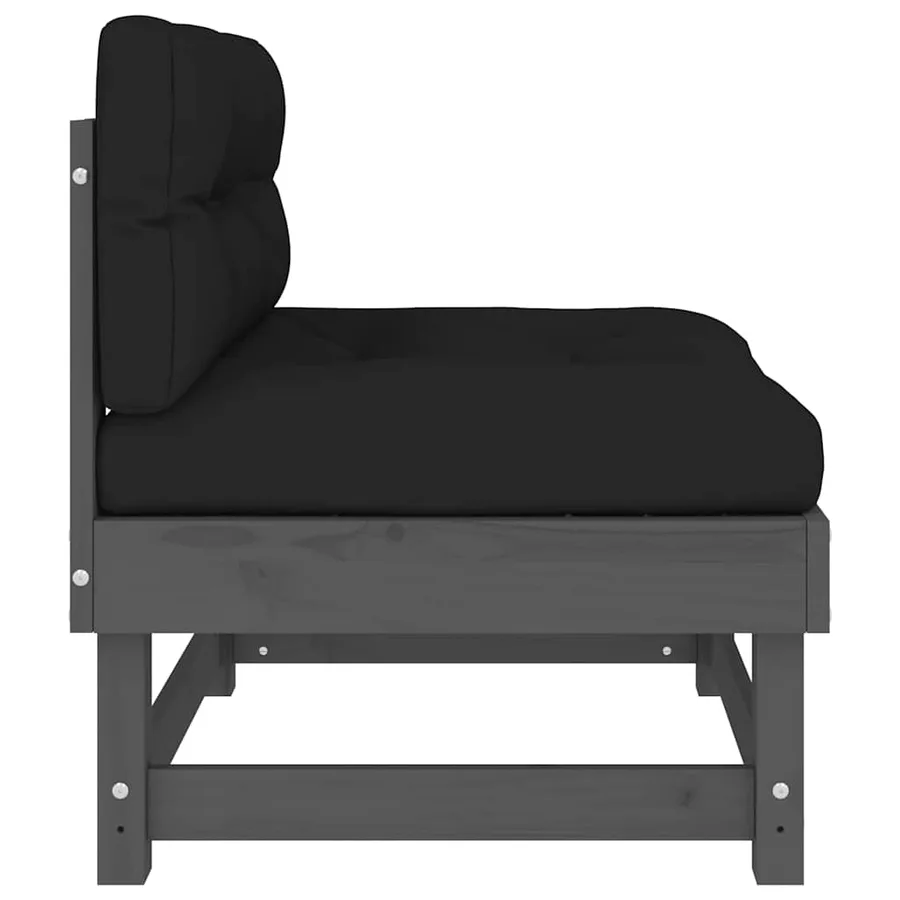 Canapés centraux avec coussins 2 pcs gris bois de pin massif - 6